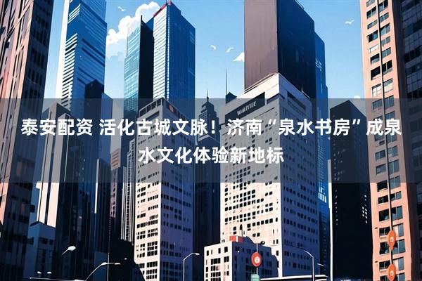 泰安配资 活化古城文脉！济南“泉水书房”成泉水文化体验新地标