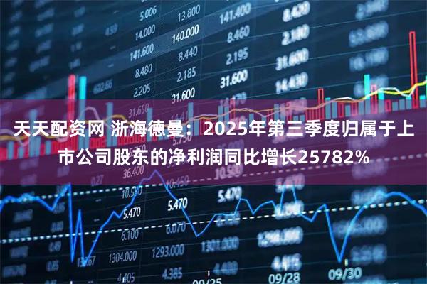 天天配资网 浙海德曼：2025年第三季度归属于上市公司股东的净利润同比增长25782%